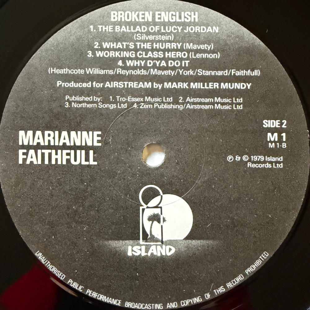 Marianne Faithfull ‎– Broken English (Англия 1979г.)