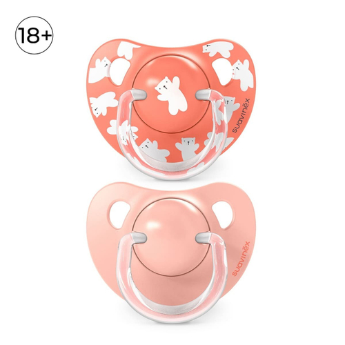 Набор анатомических пустышек Suavinex Wild розовый, 18+ мес, 2 шт