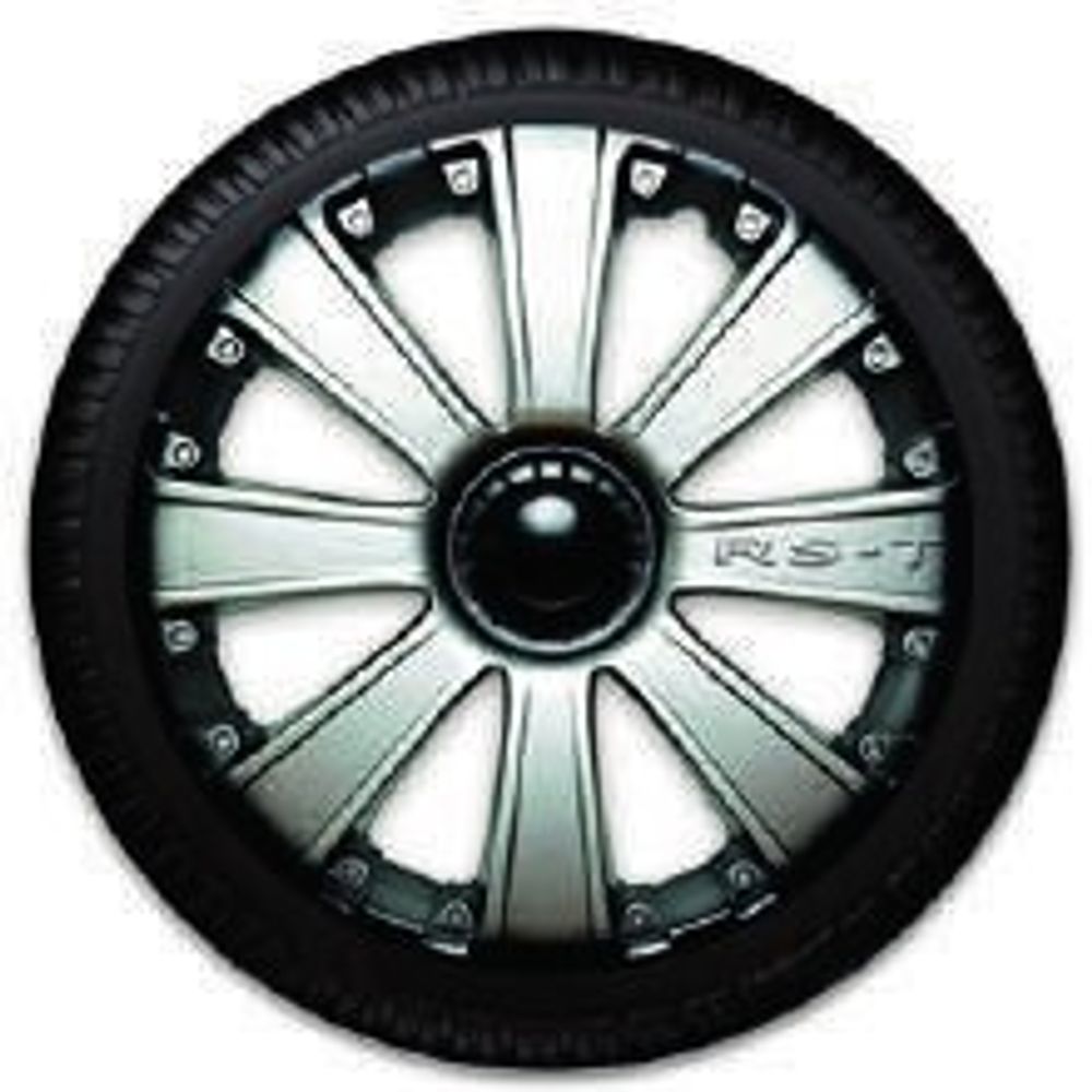 Колпак колеса R16 RS-T серебристо-черный 2шт (в мешке 8 упак) (LION)