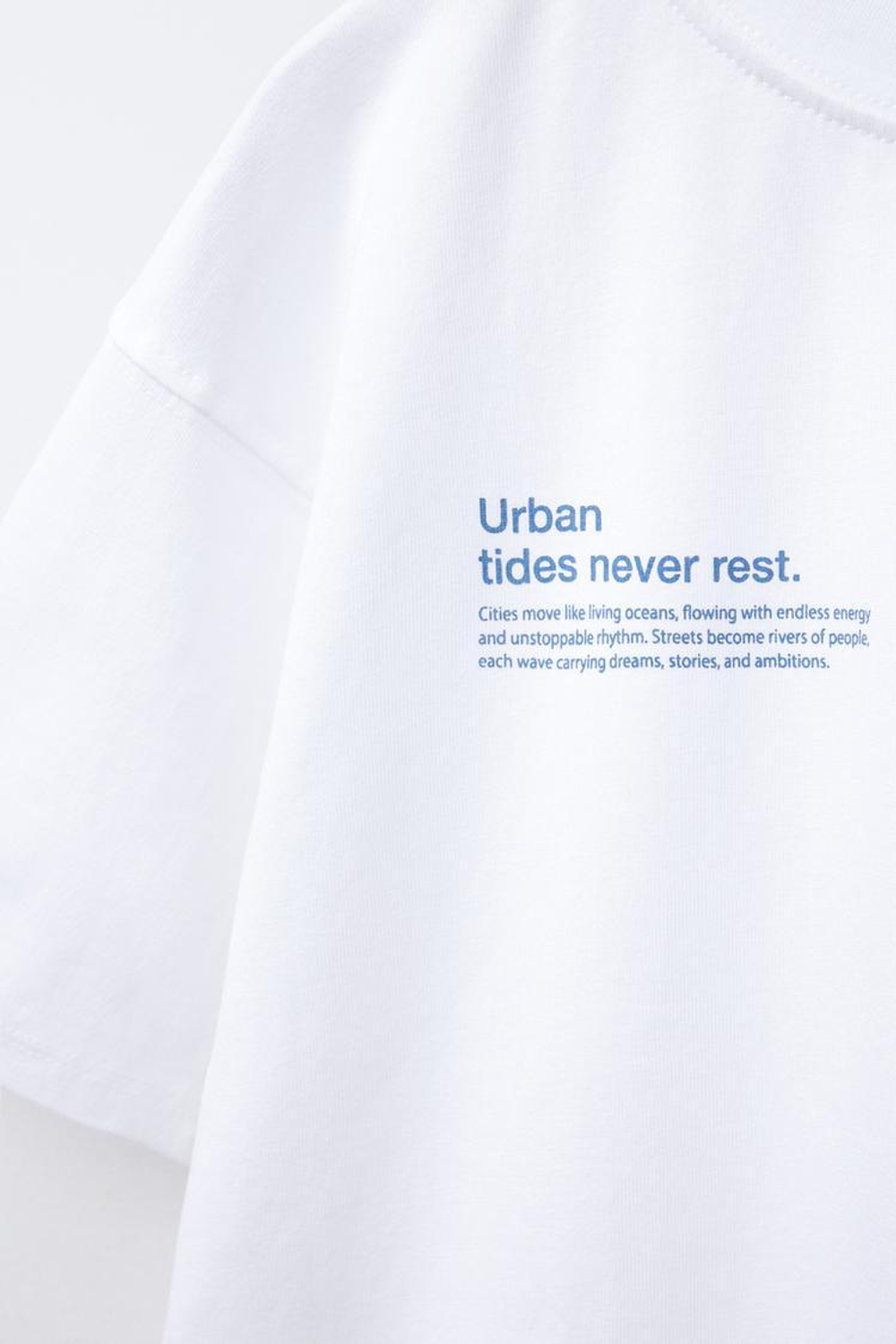 ZARA ФУТБОЛКА С ТЕКСТОВЫМ ПРИНТОМ, БЕЛЫЙ