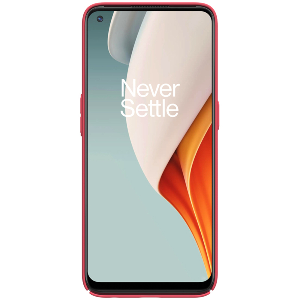 Тонкий жесткий чехол красного цвета (Bright Red) от Nillkin для OnePlus Nord N100, серия Super Frosted Shield