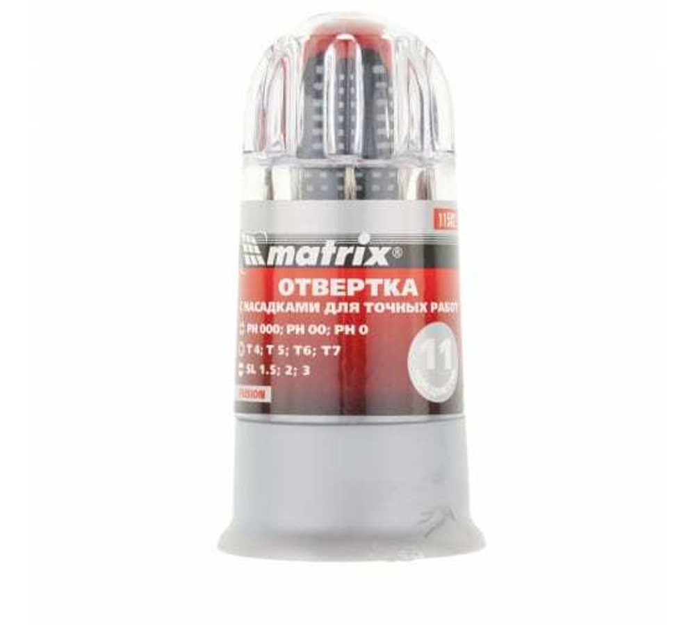 ОТВЕРТОК ДЛЯ ТОЧНЫХ РАБОТ FUSION НАСАДКАМИ 11ПР 3-Х КОМП/РУКОЯТКА.MATRIX 11582