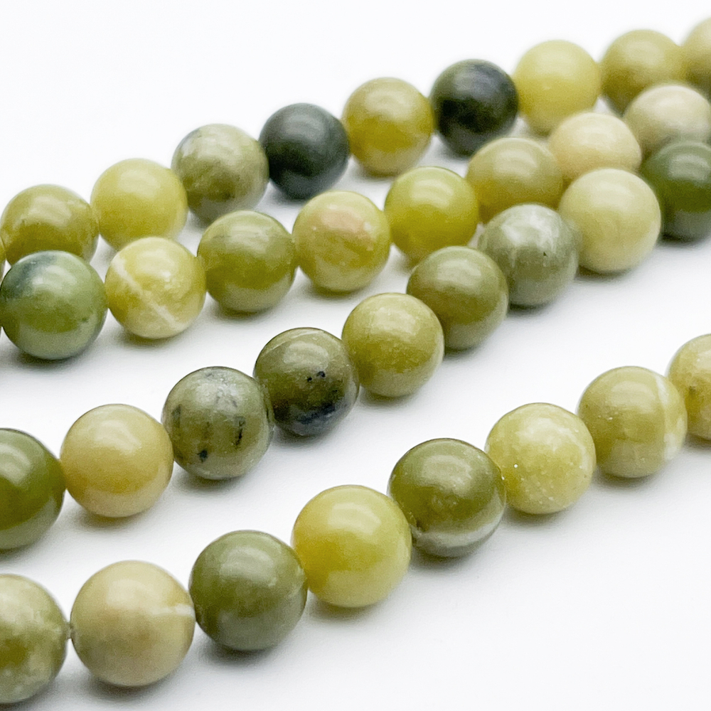 Серпентин бусины, диаметр около 8,5-8,7 мм, цена за 22 шт (1/2 нити)