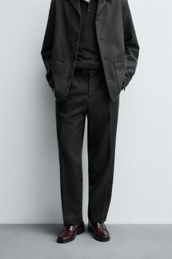 ZARA БРЮКИ ИЗ 100% ШЕРСТИ, АНТРАЦИТОВО-СЕРЫЙ
