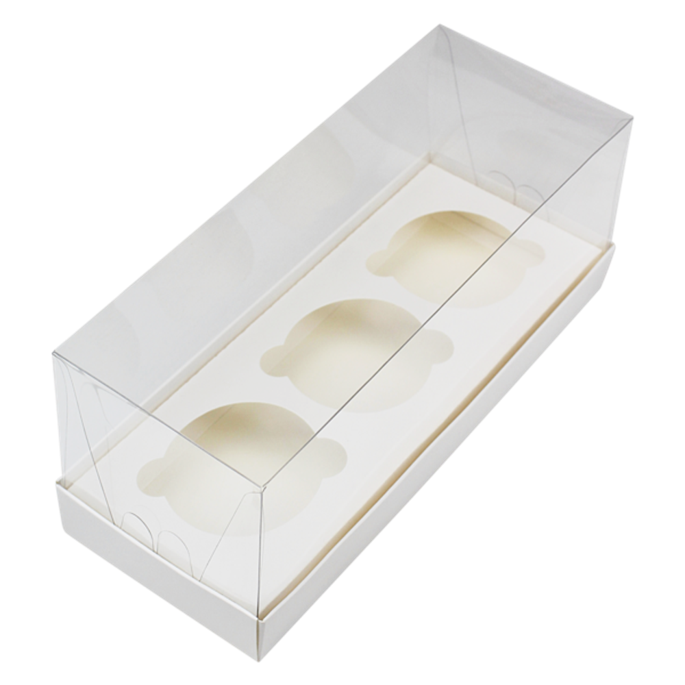 Коробка для Капкейков 3 ячейки прозрачная 250х100х100мм