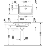 Раковина Duravit D-Neo 2367650000 накладная 65 см, цвет белый