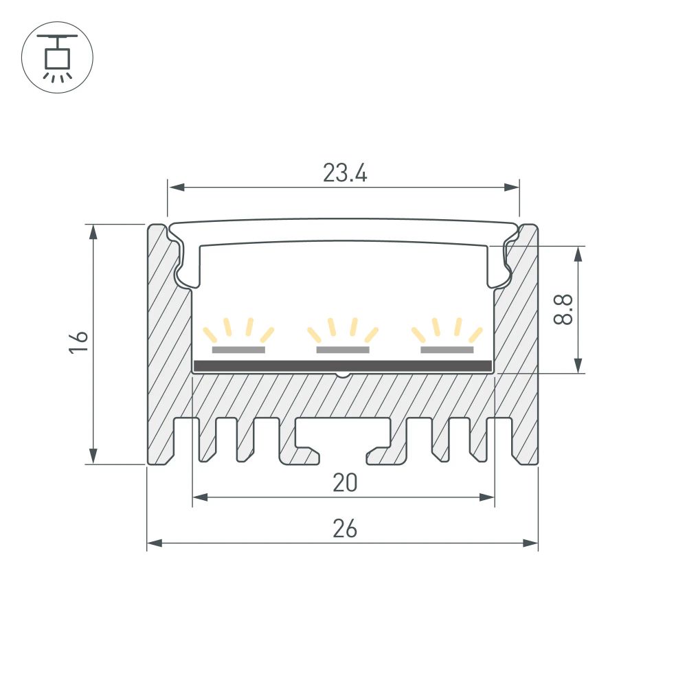 Профиль ARH-LINE-1726-2000 ANOD (Arlight, Алюминий) 018674