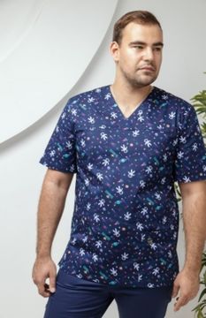 Блуза мужская СР116 (Принт-стрейч/космонавты)