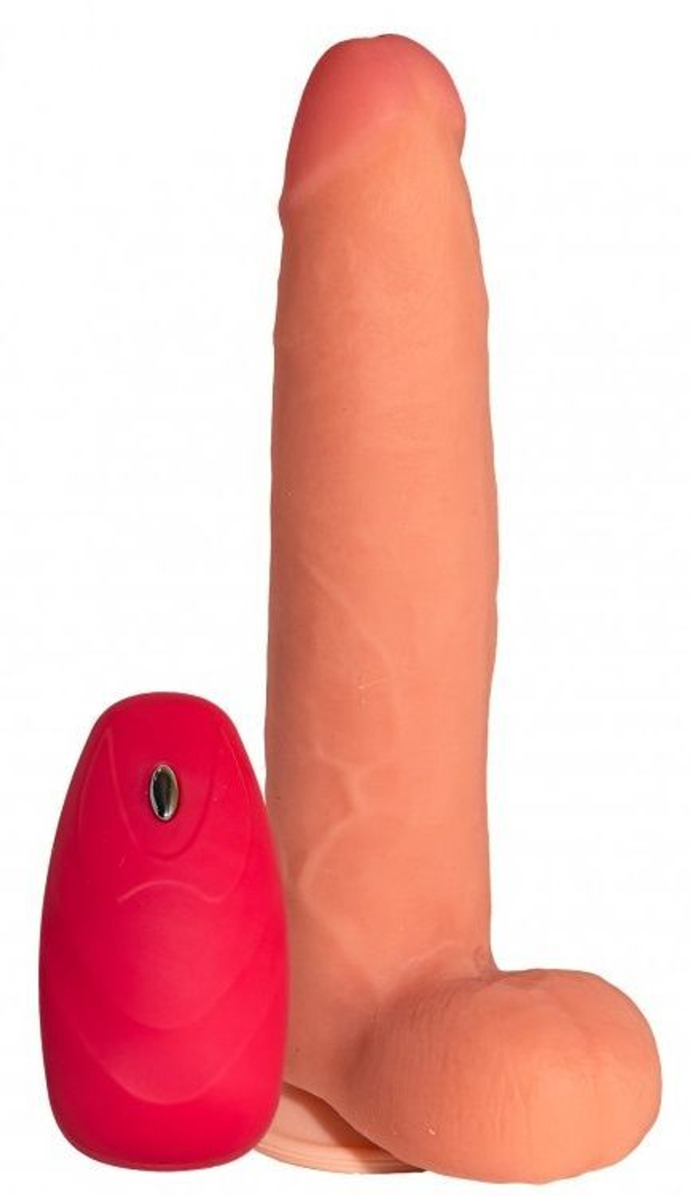 Телесный реалистичный вибратор №74 с проводным пультом - 22,5 см.