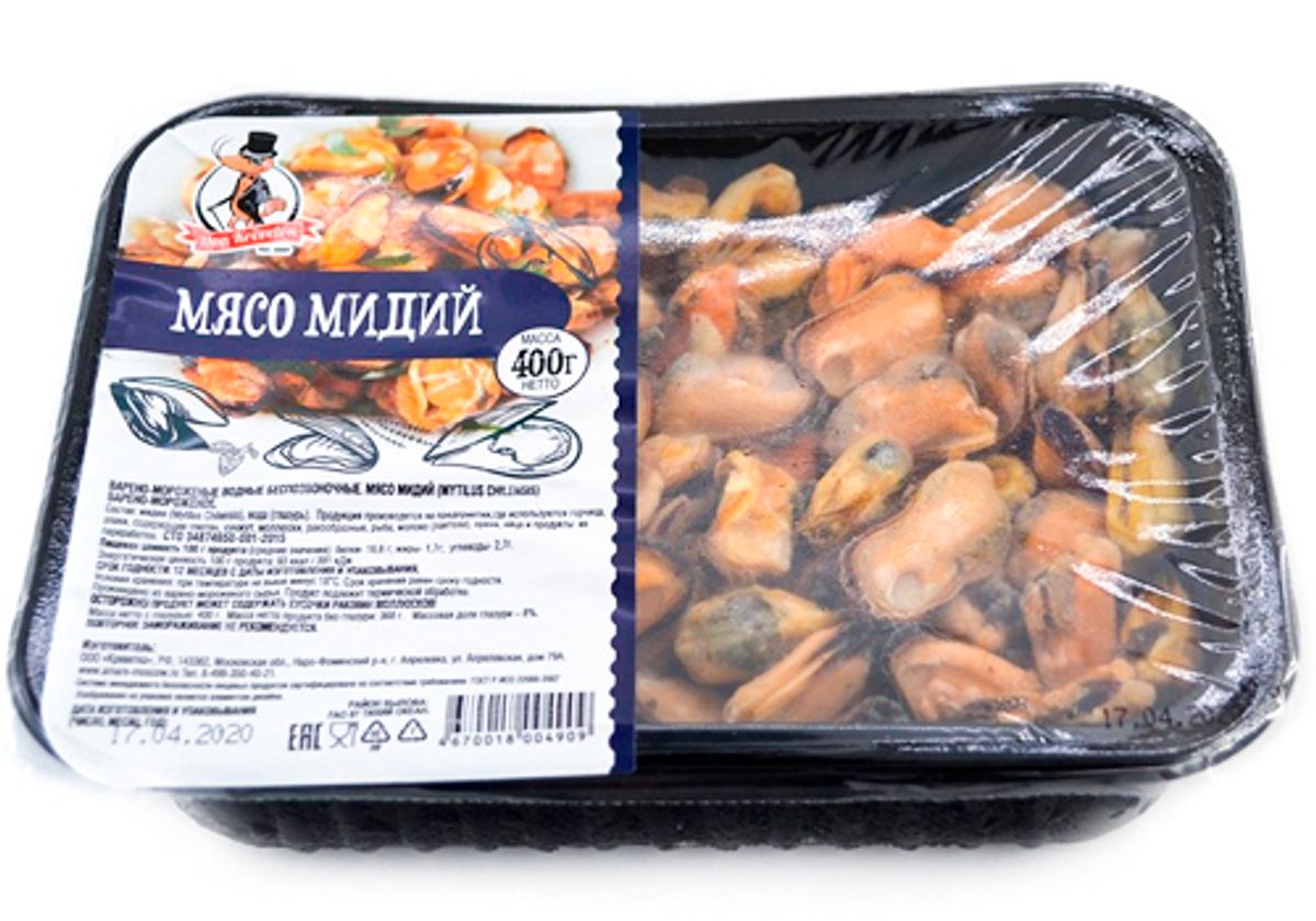 Мясо мидий варено-мороженое, 300г
