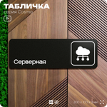 Табличка Серверная, 30 х 10 см, для офиса, черная с двусторонним скотчем, Айдентика Технолоджи