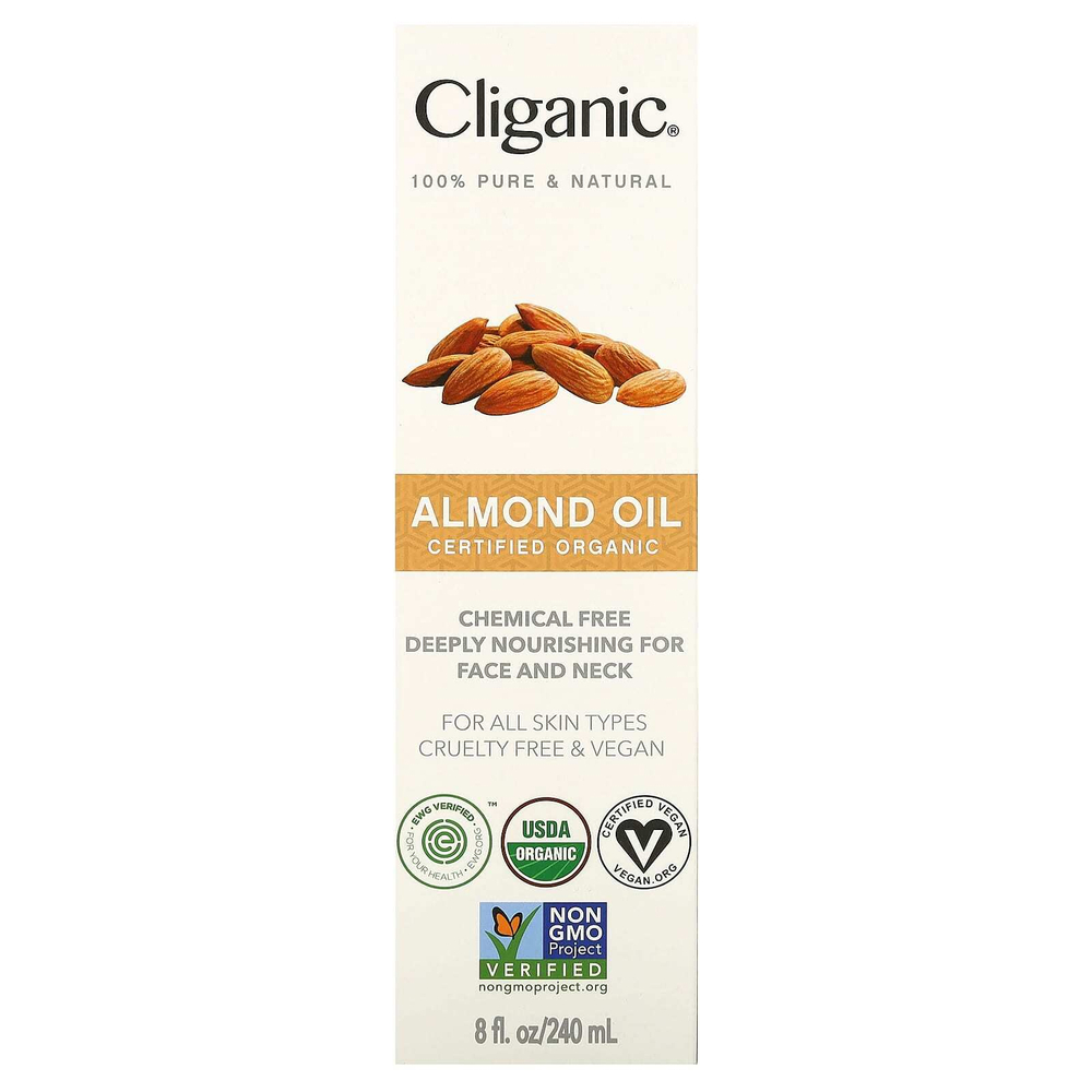 Cliganic, органическое миндальное масло, 240 мл (8 жидк. унций)