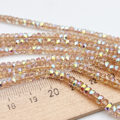 Бусина Рондель, стекло, цвет шампань AB, размер 2,3*4 мм, цена за отрезок 18 см (1/2 нити)