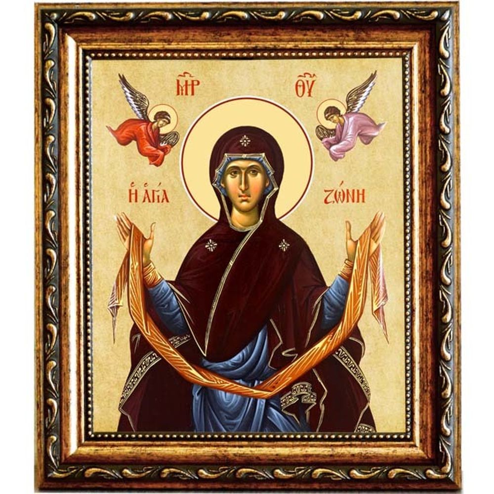 Пояс Святой Богородицы. Икона на холсте.