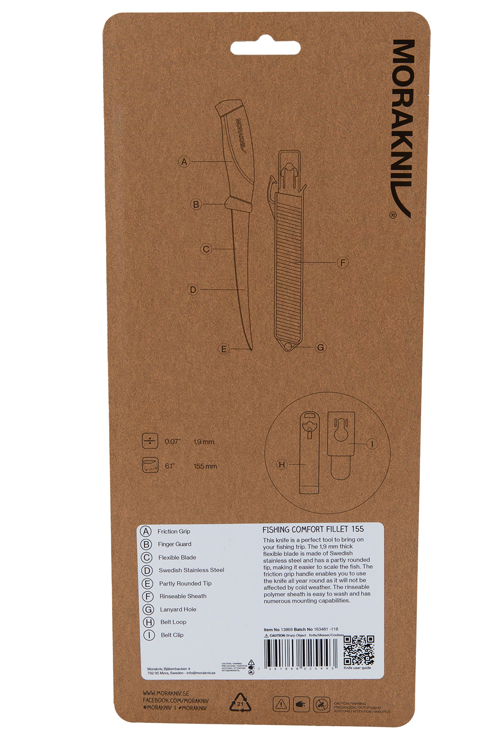 Нож филейный в пластиковых ножнах Morakniv Fishing Comfort File 155, арт. 13869