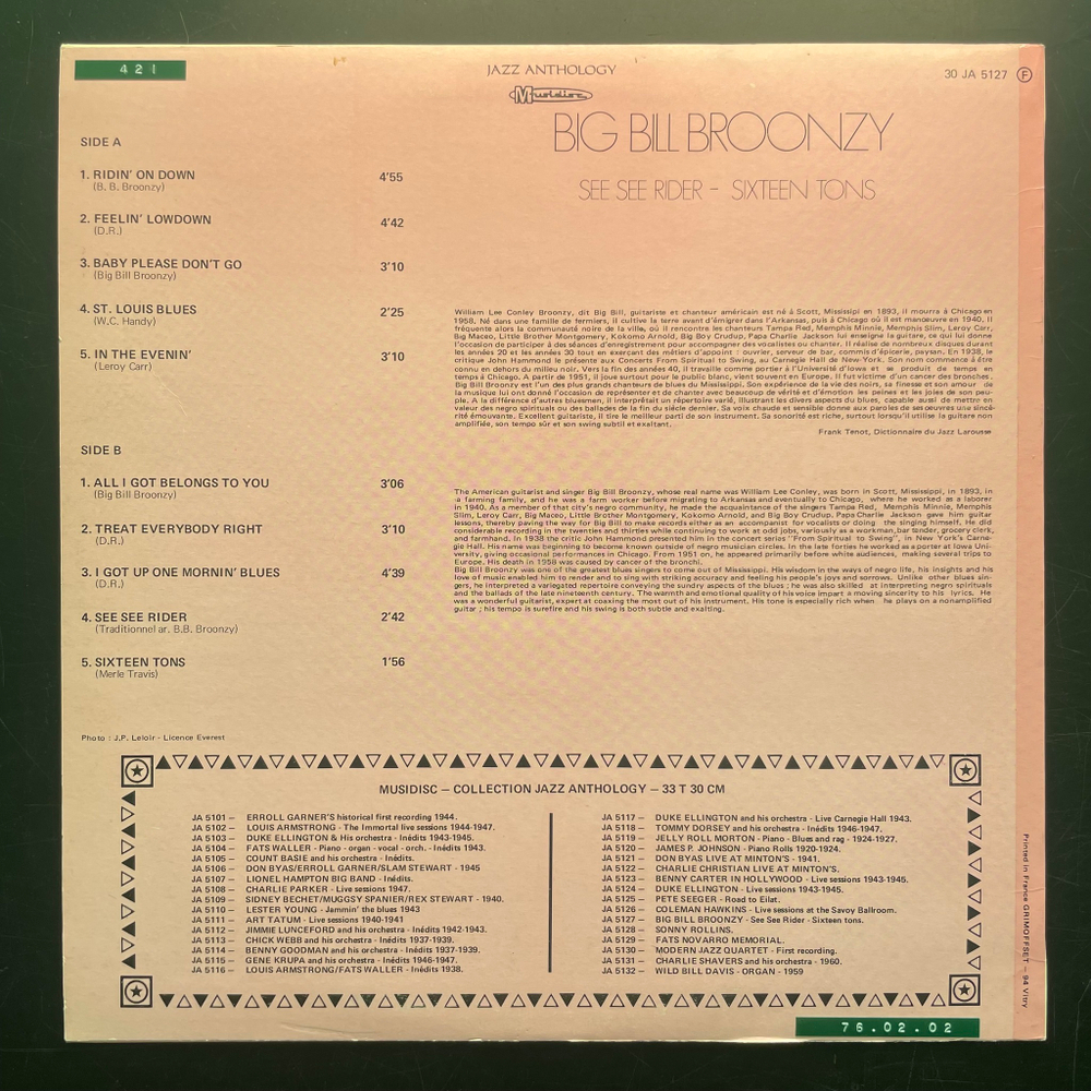 Big Bill Broonzy ‎– See See Rider - Sixteen Tons (Франция 1975г.)