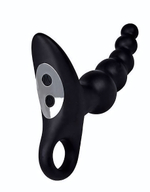 Черный силиконовый анальный вибромассажер-ёлочка с колечком-ограничителем (Цвет: черный)