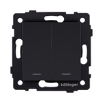 Выключатель 2-клавишный 10А/250В с LED подсветкой, черный матовый Kollinger REA-S-008BM для Aspekt, Eleganz, Reflex