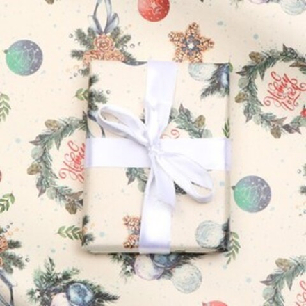 Бумага упаковочная крафт "Венки"1 лист  70 х 100 см