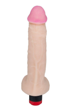 Вибратор-гигант с большой мошонкой - 26,7 см. (Цвет: телесный)