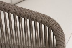 "Канны" правый модуль плетеный из роупа, каркас алюминий коричневый (RAL8016) муар, роуп коричневый круглый, ткань бежевая 035
