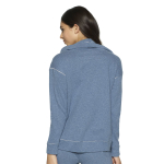 Уютная кофта с широким воротом на шнурке (Размер: XL) (Цвет: синий)