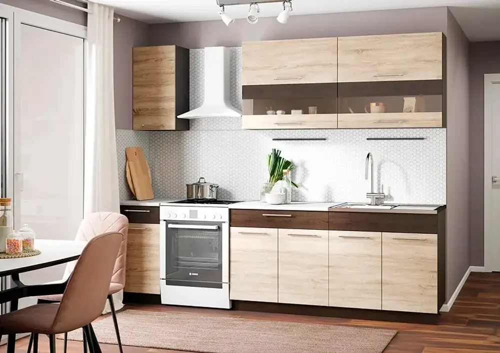 Кухня "Маша" 2,0м ЛДСП (венге/дуб сонома),(столеш. Антарес), Интерьер Центр, г. Пенза