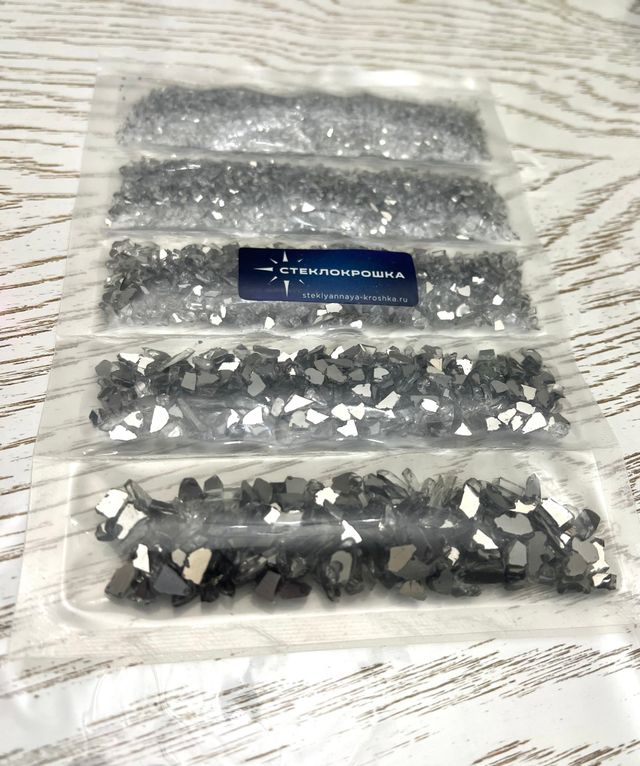 Стеклянная крошка с Зеркальным двусторонним покрытием