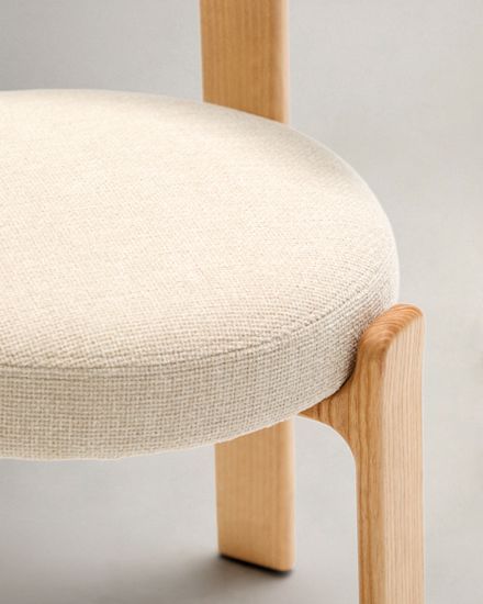Стул Granite из бежевой синели и массива ясеня с натуральной отделкой