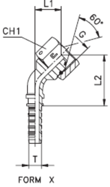 Фитинг DN 10 BSP (Г) 1/2 (45) (штифтованная гайка) (o-ring) CAST