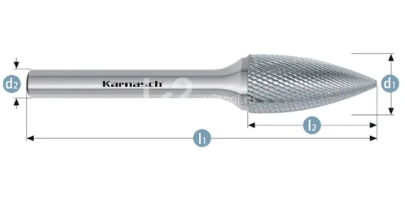 Борфреза твердосплавная Karnasch форма G, 6х18х6х50 мм, насечка HP-11 Micro, без покрытия, арт. 11.4085-040