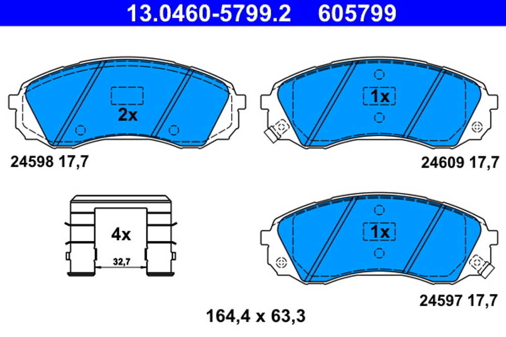 ATE - 13046057992-ATE - Brake Pad Set, disc brake