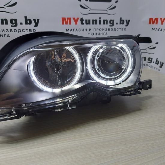 Передние фары angel eyes led black для BMW 3 E46