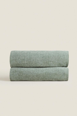 ZARA HOME ПЛЕД ИЗ СИНЕЛИ, ЗЕЛЕНЫЙ