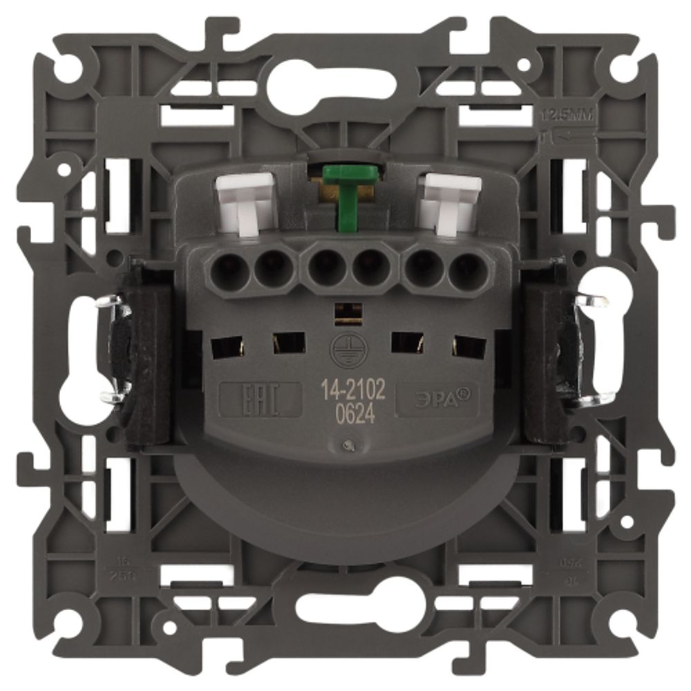 14-2102-05 ЭРА Розетка 2P+E Schuko со шторками, 16A-250В, IP20, Эра Elegance, антрацит | Elegance Антрацит