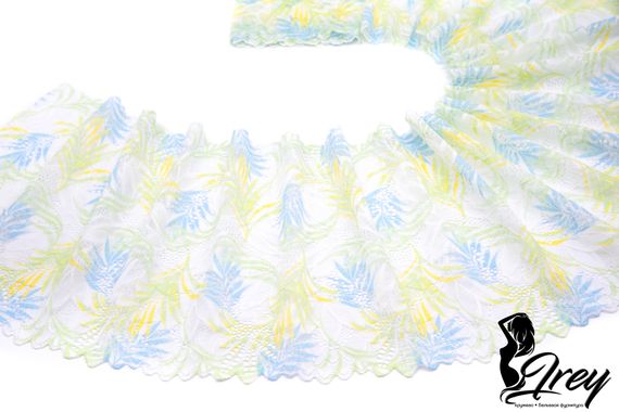 03-255 ОПТ Кружево эластичное 22 см, айвори/желтый/голубой