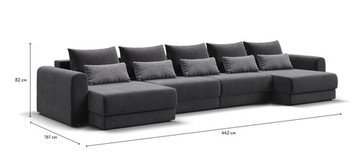 Модульный п-образный диван РИЧМОНД MODOOL Вельвет CORD графит