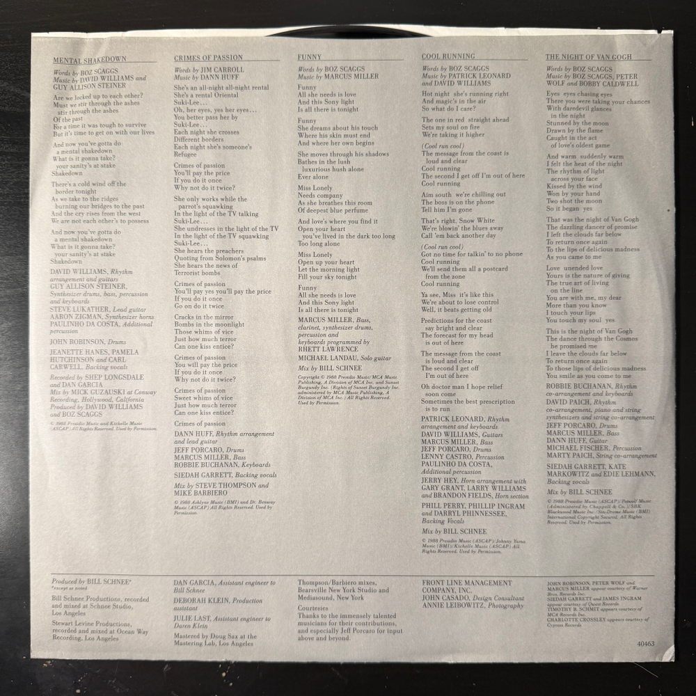 Boz Scaggs – Other Roads (США 1988г.)