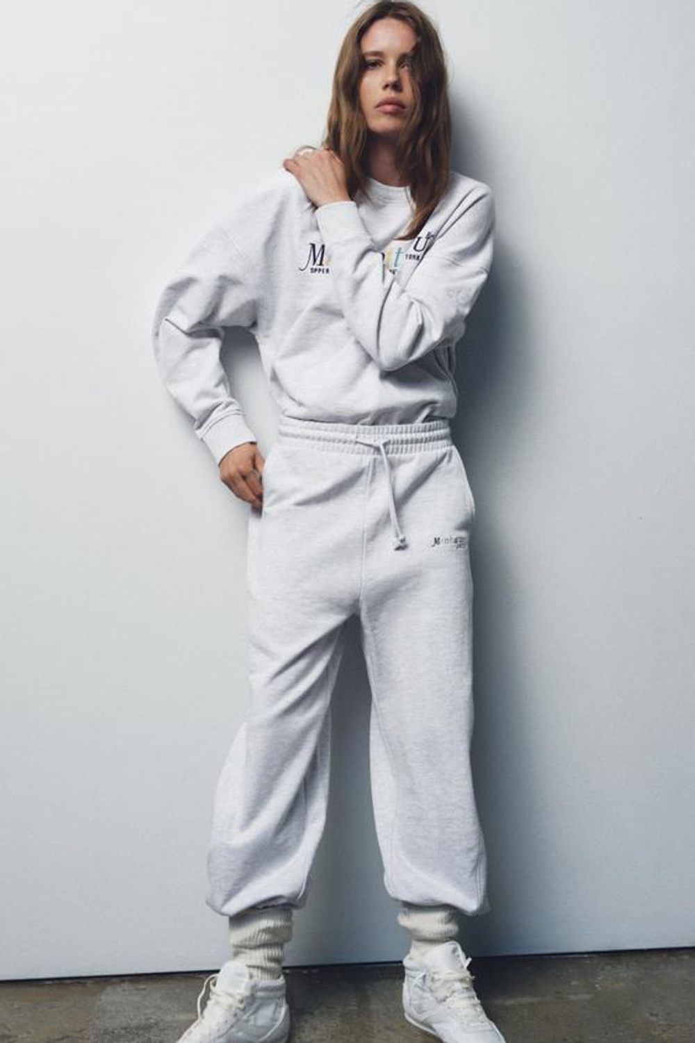 ZARA БРЮКИ В СТИЛЕ ПРЕППИ, СЕРЫЙ МЕЛАНЖ