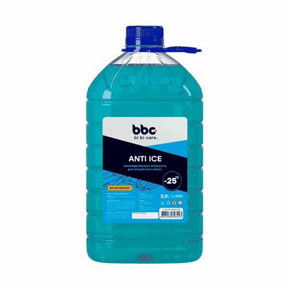 Жидкость стеклоомывающая зимняя -25 (ПЭТ) bi bi care, 3,9 л 4035