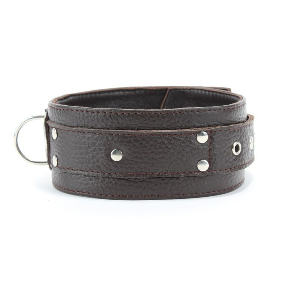 Коричневый широкий ошейник из мягкой кожи