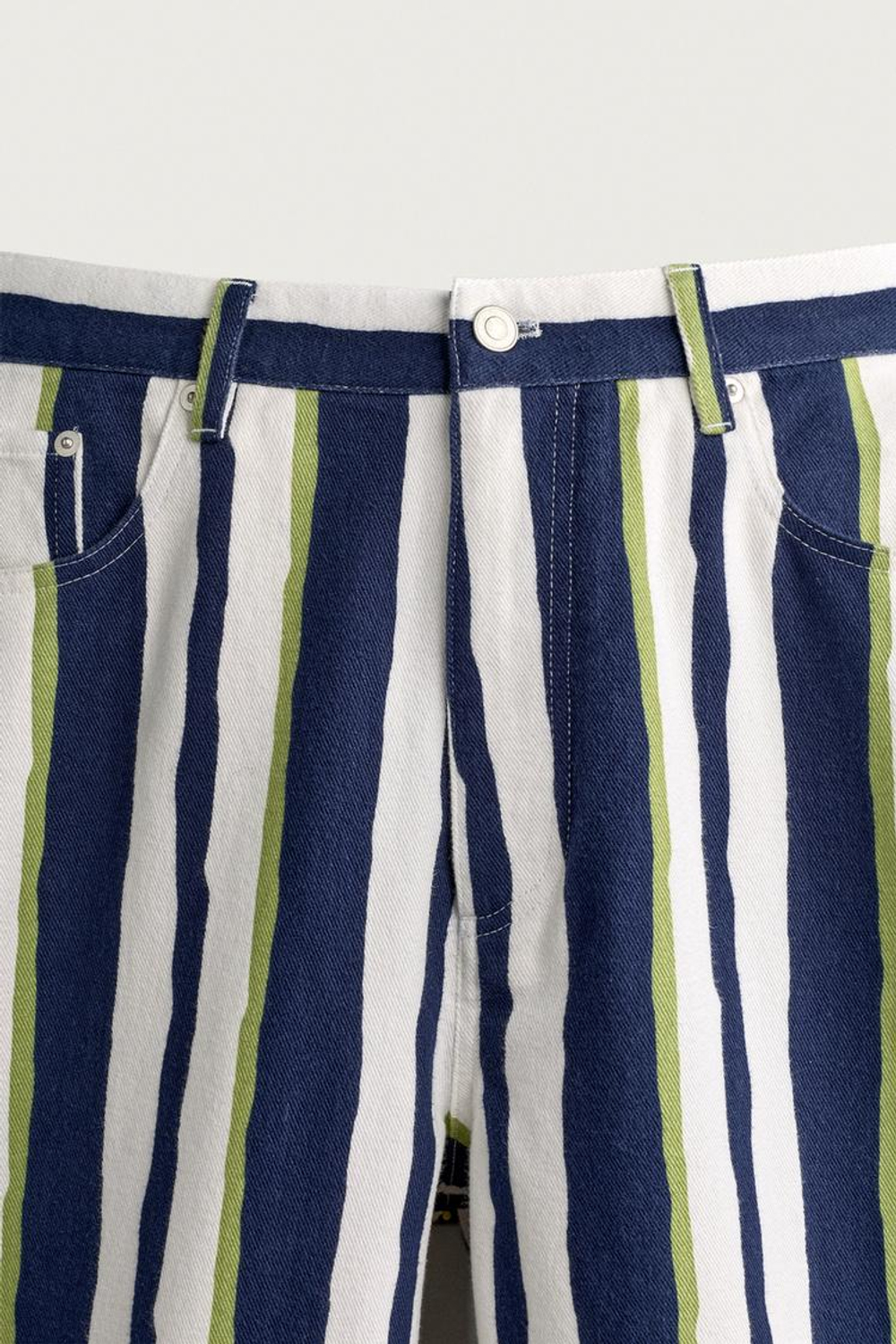 ZARA БРЮКИ STRAIGHT FIT В ПОЛОСКУ, МОРСКОЙ СИНИЙ
