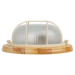 Светильник ЭРА НБО 03-60-012 Кантри дерево/стекло решетка IP54 E27 max 60Вт D220 круглый сосна | Светильники ЖКХ IP54