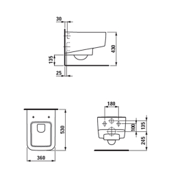 Унитаз подвесной Laufen Pro S 8.2096.1.000.000.1 схема