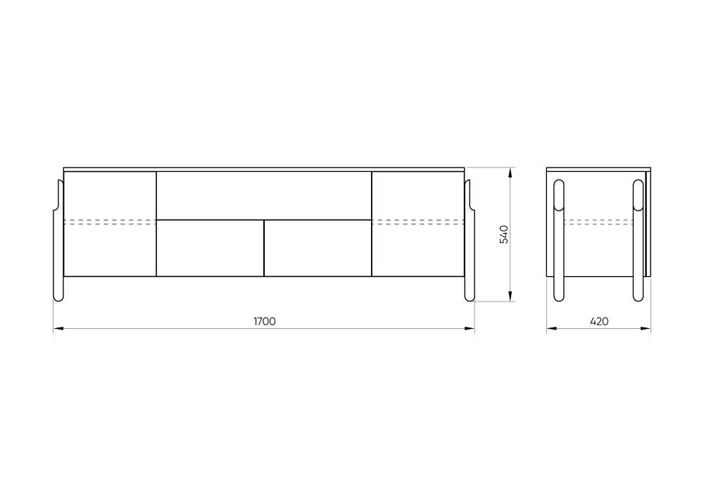 Тумба Basic под ТВ с нишей ширина 170 см (светло-серый)