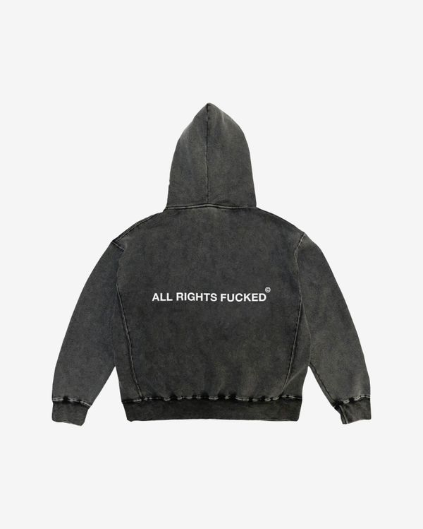 Худи Garment Dyed Text All right fucked Серый - фото 1