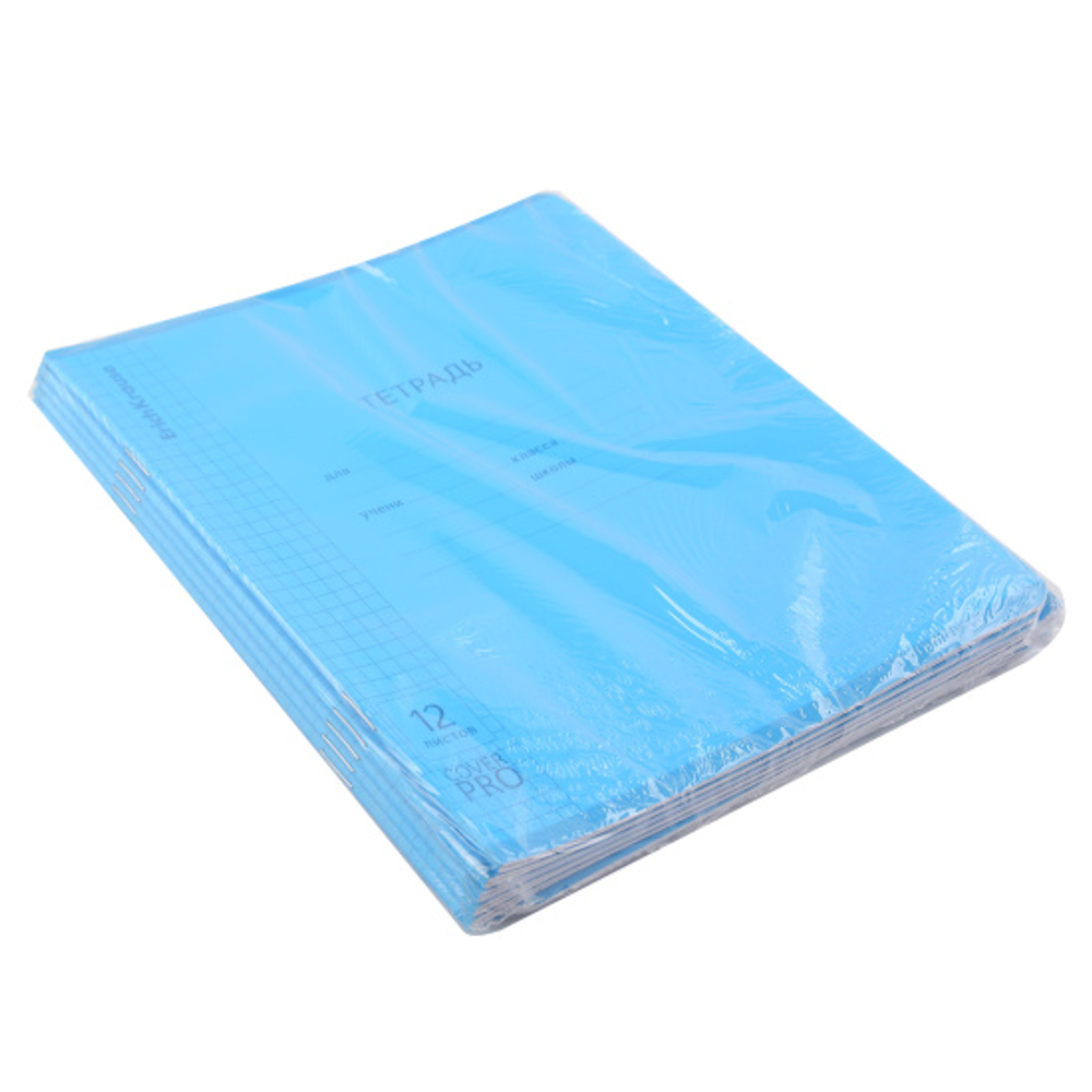 Тетрадь, 12 листов, клетка, пластик, Erich Krause, Классика CoverPrо fizzy, синий