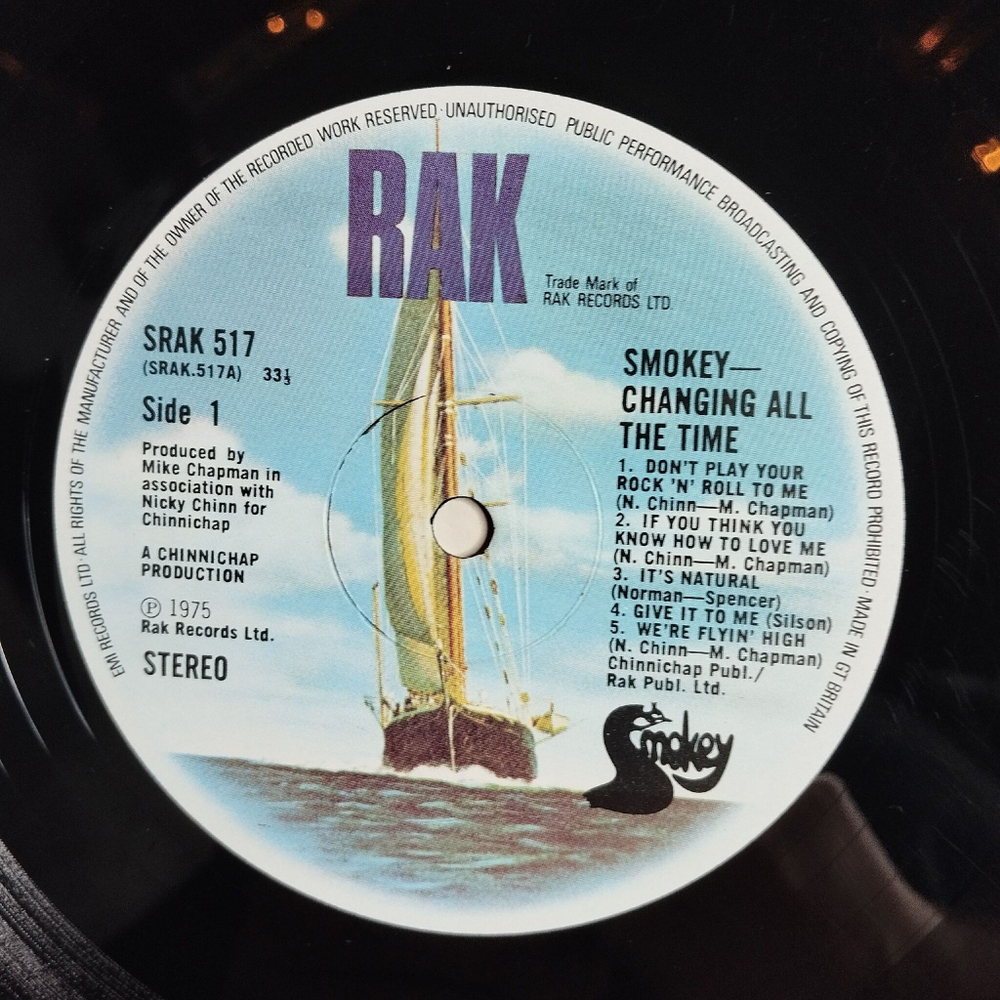 Винтажная виниловая пластинка LP Smokie Changing All The Time (UK 1975)