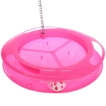 Игрушка для кошек интерактивная с пружинкой перышками «ЛАПКИБум», цвет розовый, 36*25см