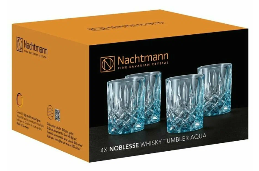 NOBLESSE - Набор низких стаканов 4 шт., голубой, 295мл h=102мм d=82мм